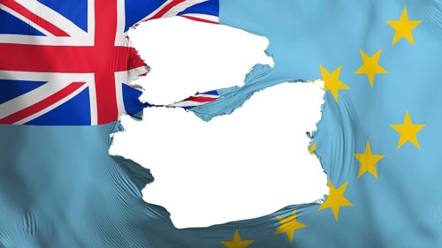 Tattered Tuvalu flag, white background, 3d rendering