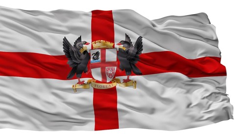 Perth City Flag, Country Australia, Isolated On White Background