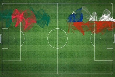 Bangladesh vs Chile Soccer Match, national colors, national flags, soccer field, football game,