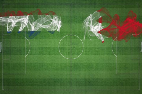 Netherlands vs Bahrain Soccer Match, national colors, national flags, soccer field, football game,