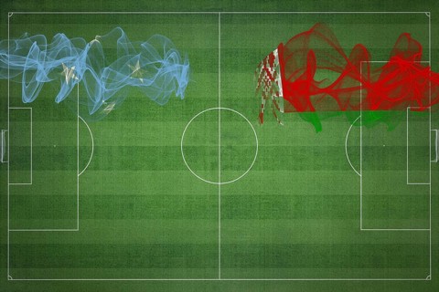Micronesia vs Belarus Soccer Match, national colors, national flags, soccer field, football game,