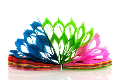 Colorful paper garland open isolated over white