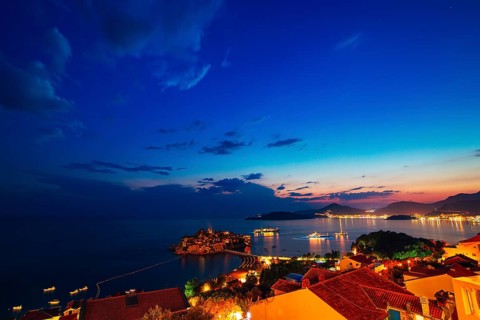 Island of Sveti Stefan in Montenegro. Panoramic shot