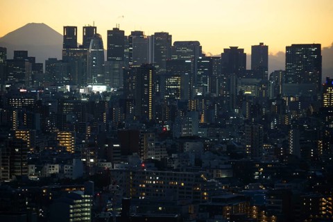Sunset from the Bunkyo Civic Center (Shinjuku). Shooting Location: Tokyo metropolitan area