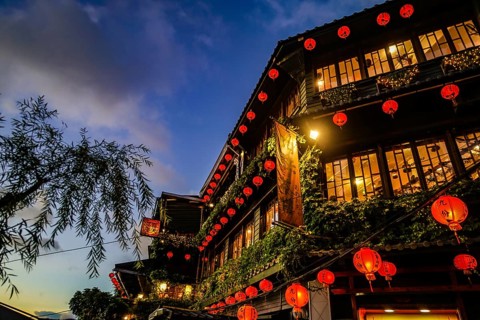 Lit Taiwan of the alley of Jiuzhai. Shooting Location: Taiwan, Taipei