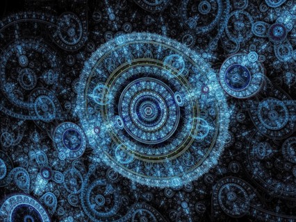 Fractal clock - modern pattern. Sacred geometry abstract background. Computer-generated image foe