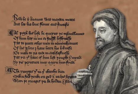 Portrait of Geoffrey Chaucer, ca. 1343 - 1400, part of the Canterbury Tales