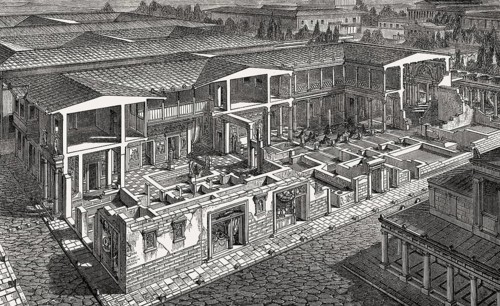 Cross-section of an ancient Roman House, Rome, Italy, Europe