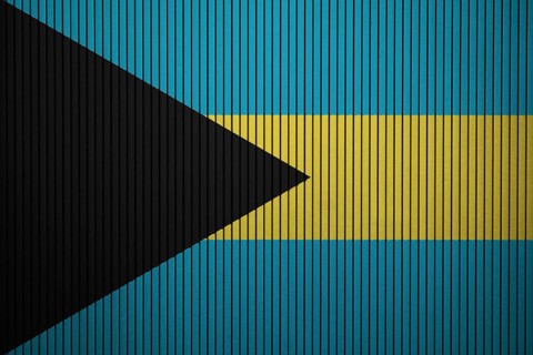 Bahamas flag painted on the cracked grunge concrete wall