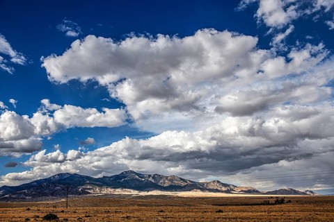 Wild thunderstorm and rain clouds over Great Basin Highway US 93, Baker, Nevada, USA, North America