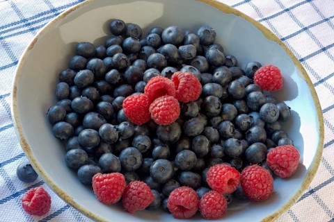 Blueberries and raspberries