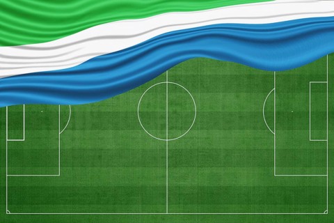 Sierra Leone Flag on Football Field, National Soccer
