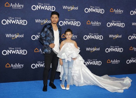 Nephi Garcia and Lili Garcia at the World premiere of Disney And Pixar's 'Onward' held at the El