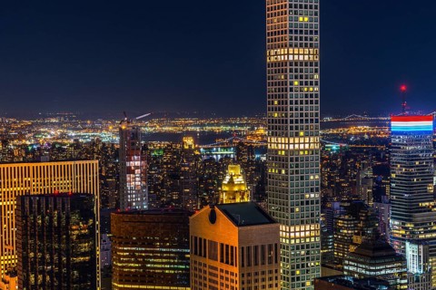 432 Park Avenue and Manhattan night view. Shooting Location: New York, Manhattan