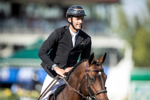 German rider Richard Vogel riding United Touch S competes in the second round and jumpoff of the