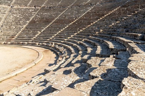 Epidauros, Greece, 9 November, 2022: view of the ancient theatre of Epidauros in southern Greece,