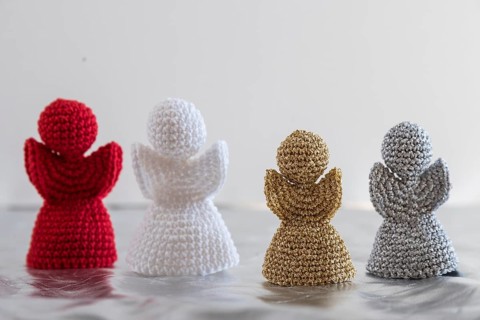 Crocheted angels for the Christmas season, handmade angel figurines, text free space