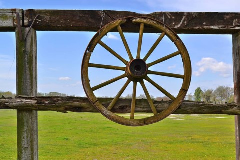 Antique old wagon wheel