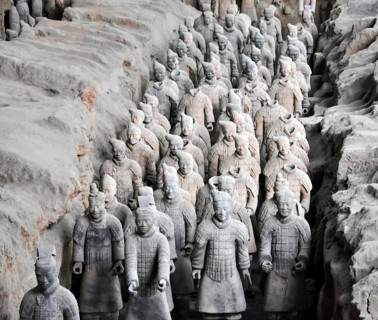 XIAN, CHINA - October 29, 2017: Terracotta Army. Clay soldiers of the Chinese emperor. Sculptures