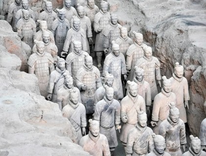 XIAN, CHINA - October 29, 2017: Terracotta Army. Clay soldiers of the Chinese emperor. Sculptures