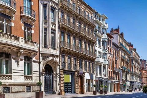 Street in Toulouse historical center, France, Europe