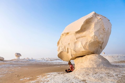 White Desert at Farafra in the Sahara of Egypt. Africa