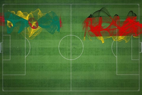 Grenada vs Germany Soccer Match, national colors, national flags, soccer field, football game,