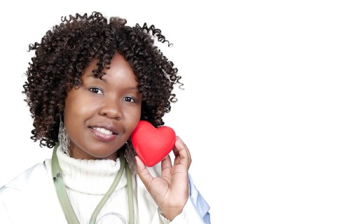 A beautiful female doctor in a lab coat