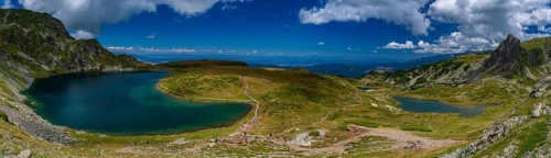 Panorama of the Seven Rila Lakes in the Rila Mountain, Bulgaria, Europe
