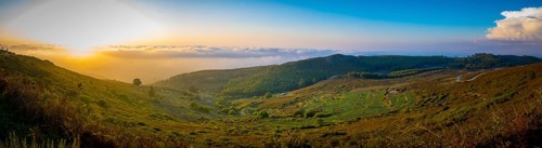 Wide panorama of Serra de Monchique, view over the nature of inland Algarve in Portugal. Foia