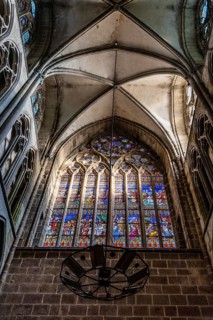 Dol-de-Bretagne, France, July 25, 2018: Interior view of the Cathedral of Saint Samson. The