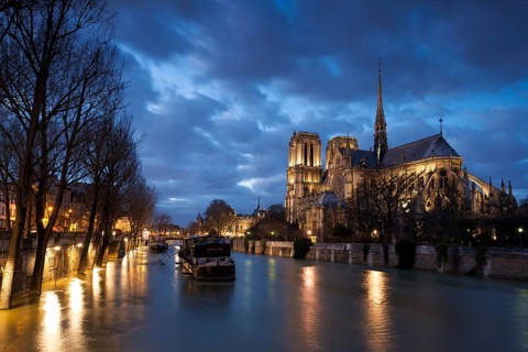 Notre Dame cathedral and Seine river, Paris, France, Europe