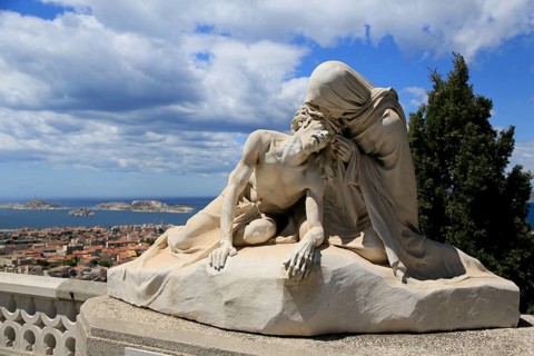 View from the Basilica Notre Dame de la Garde to the Archipelago du Frioul, Frioul Islands, Ile