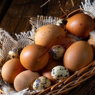 Fresh eggs straight from the farm in a basket