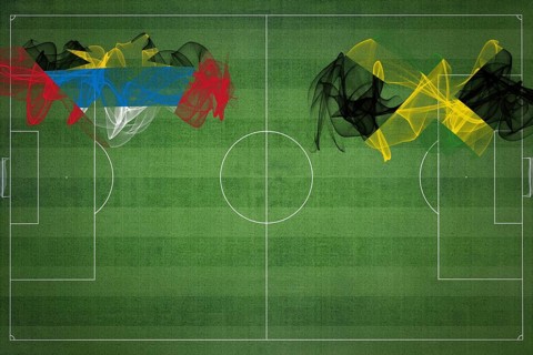 Antigua and Barbuda vs Jamaica Soccer Match, national colors, national flags, soccer field,