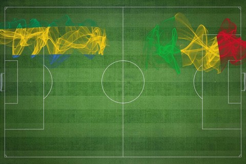 Gabon vs Mali Soccer Match, national colors, national flags, soccer field, football game,