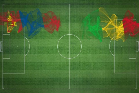 Mongolia vs Mali Soccer Match, national colors, national flags, soccer field, football game,