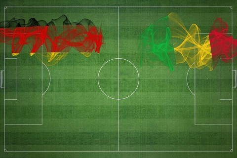 Germany vs Mali Soccer Match, national colors, national flags, soccer field, football game,