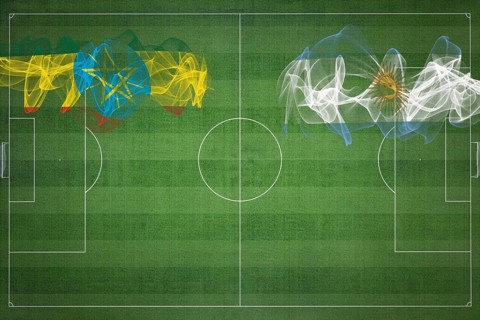 Ethiopia vs Argentina Soccer Match, national colors, national flags, soccer field, football game,