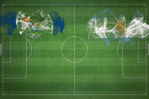 Belize vs Argentina Soccer Match, national colors, national flags, soccer field, football game,