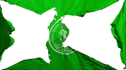 Destroyed Bangkok, capital of Thailand flag, white background, 3d rendering