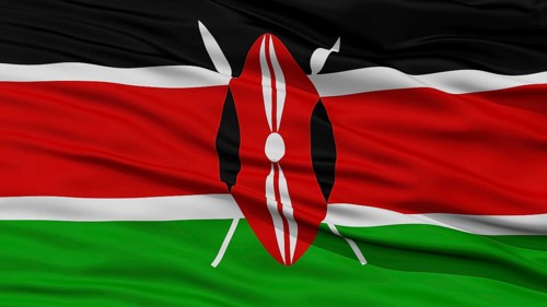 Closeup Kenya Flag, Waving in the Wind, High Resolution