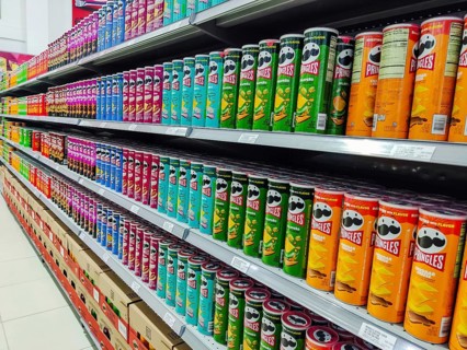 Pringles potatoes on the shelf of a supermarket in the city of Pedro Juan Caballero, Paraguay,
