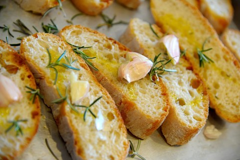 Bruschetta (typical Italian Toasted Garlic Bread with oil)