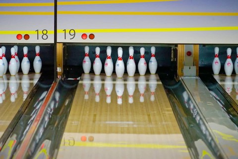 Image of bowling game and the bowling lane. Shooting Location: Yokohama-city kanagawa prefecture