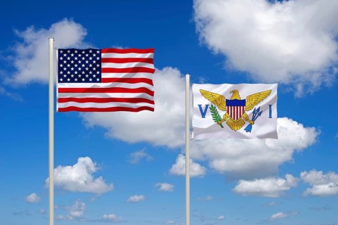 The flag of the USA and the Virgin Islands, American Virgin Islands, Studio