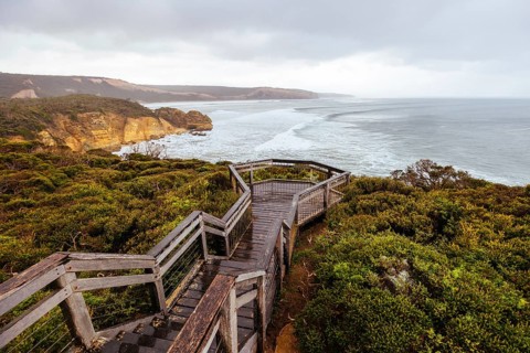 Point Addis Beach and ocean on a stormy cool autumn day near Torquay, Victoria, Australia, Oceania