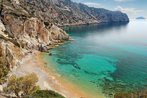 The beach Vroulidia in Chios island, Greece, Europe