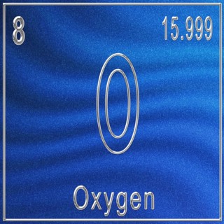 Oxygen chemical element, Sign with atomic number and atomic weight, Periodic Table Element