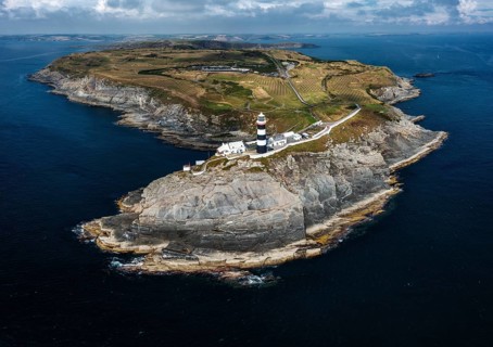 The lighthouse on the Old Head of Kinsale in County Cork of western Ireland